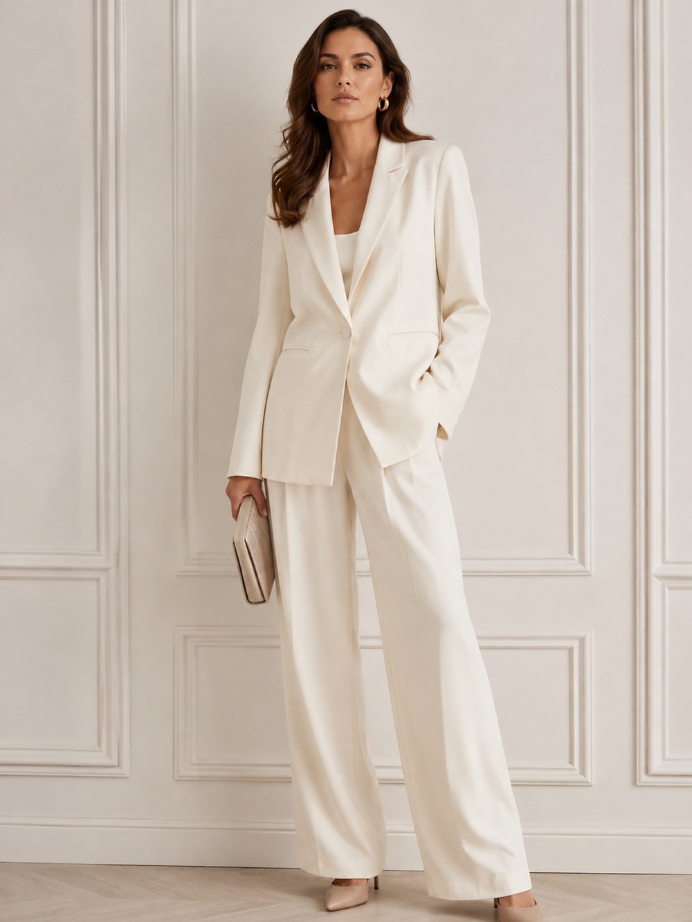 Elie Tahari Ivory Cream Blazer and Matching Pants Suit